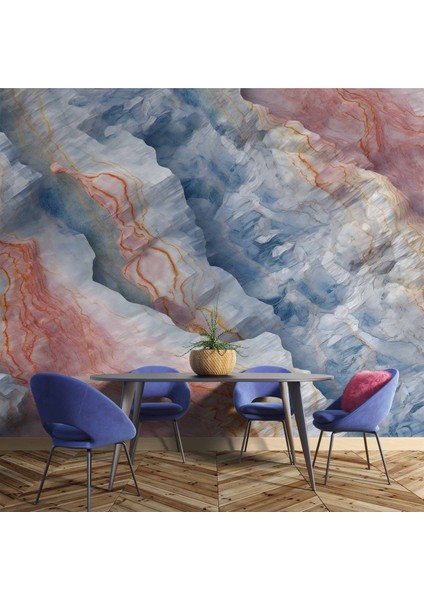 3 Boyutlu Renkli Mermer Görünümlü Duvar Kağıdı indirimleri