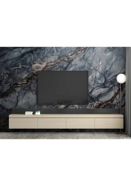 3 Boyutlu Siyah Mermer Temalı Duvar Kağıdı modelleri