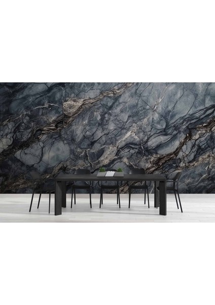 3 Boyutlu Siyah Mermer Temalı Duvar Kağıdı indirimleri