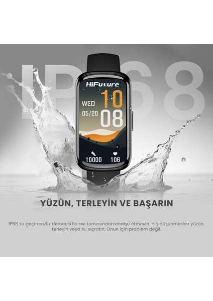 EVO2 Bluetooth 5.2 1.47” Ekran 1 ATM Su Geçirmez iOS&Android Uyumlu 24+ Spor Modu Nabız Spor Kan Oksijen Takibi Akıllı Bileklik Siyah