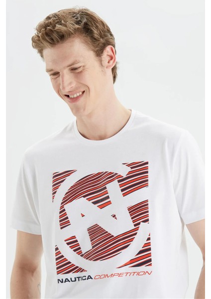 Pamuk Logo Baskılı Bisiklet Yaka Standart Fit T Shirt Erkek T Shirt V35409T 1Bw modelleri
