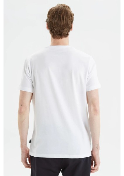 Pamuk Logo Baskılı Bisiklet Yaka Standart Fit T Shirt Erkek T Shirt V35409T 1Bw fırsatları