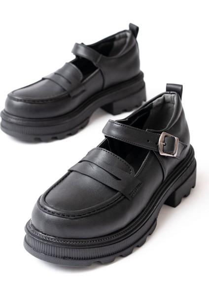 745-771 Siyah Kadın Günlük Yüksek Tabanlı Loafer Ayakkabı fırsatları