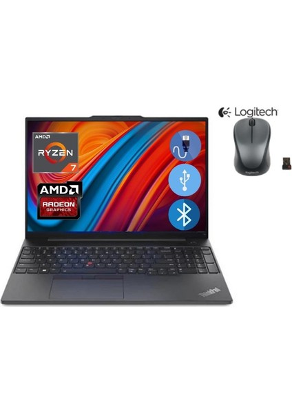 E16 Thınkpad 21JT0017TX ATL63 RYZEN7-7730U 16GB 512SSD 16" WİN 11 PRO Notebook + MOUSE