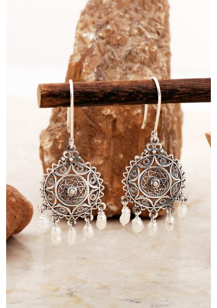 Telkari Işlemeli Tasarım Incili Gümüş Küpe 6997 fiyatları