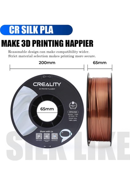 Creality Cr-Silk Pla 1,75MM 3D Baskı Filament 1kg - Kırmızı Bakır