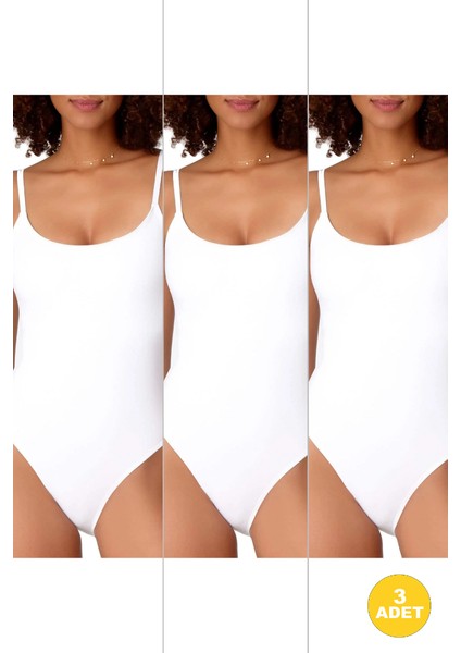 Kadın Ip Askılı Çıt Çıtlı Kancalı Body 3'lü Paket