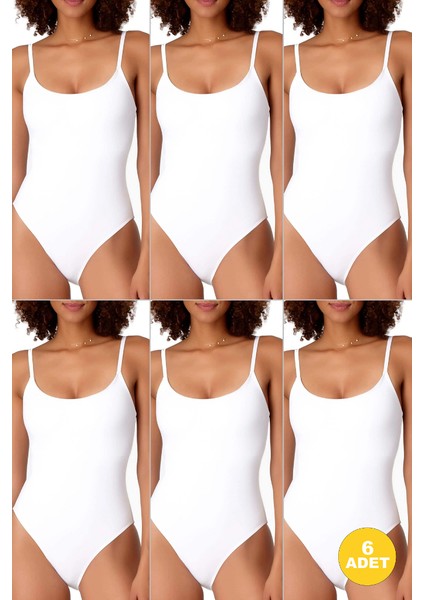 Kadın Ip Askılı Çıt Çıtlı Kancalı Body 6'lı Paket