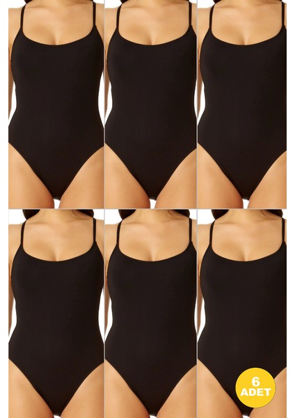 Kadın Ip Askılı Çıt Çıtlı Kancalı Body 6'Lı Paket