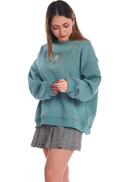 Oversize Nakışlı Unisex Sweatshirt