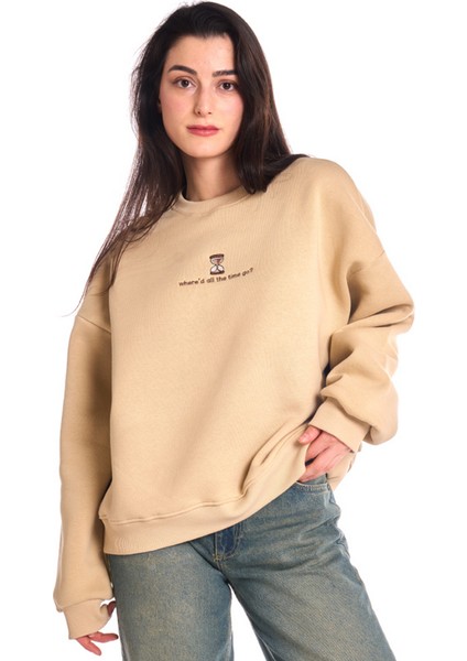 Oversize Nakışlı Unisex Sweatshirt