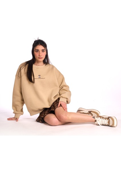 Oversize Nakışlı Unisex Sweatshirt