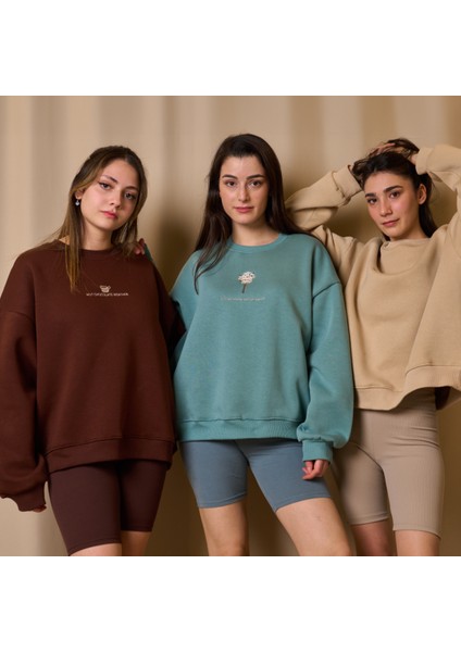 Oversize Nakışlı Unisex Sweatshirt