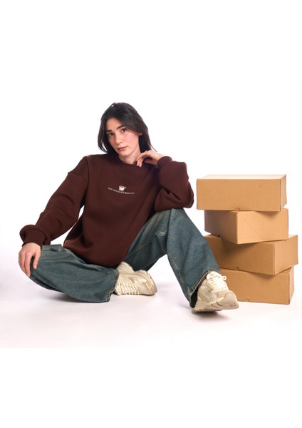 Oversize Nakışlı Unisex Sweatshirt