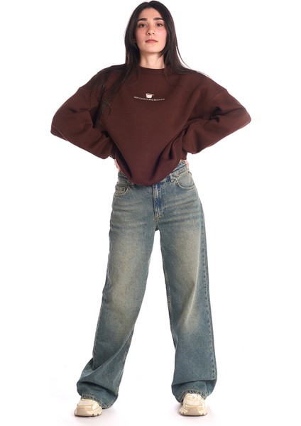 Oversize Nakışlı Unisex Sweatshirt