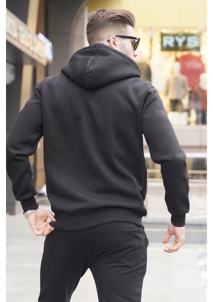 Siyah Kapüşonlu Regular Fit Erkek Sweatshirt 6033 fiyatları