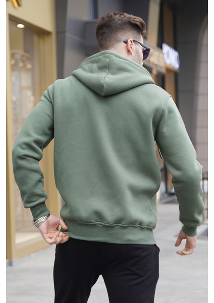 Haki Yeşili Kapüşonlu Regular Fit Erkek Sweatshirt 6033 fiyatları