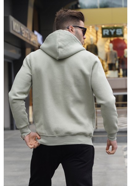 Mint Yeşili Kapüşonlu Regular Fit Erkek Sweatshirt 6033 fiyatları