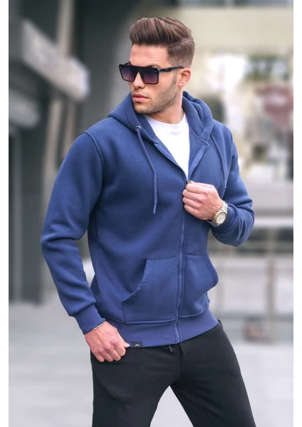 Lacivert Kapüşonlu Regular Fit Erkek Sweatshirt 6033