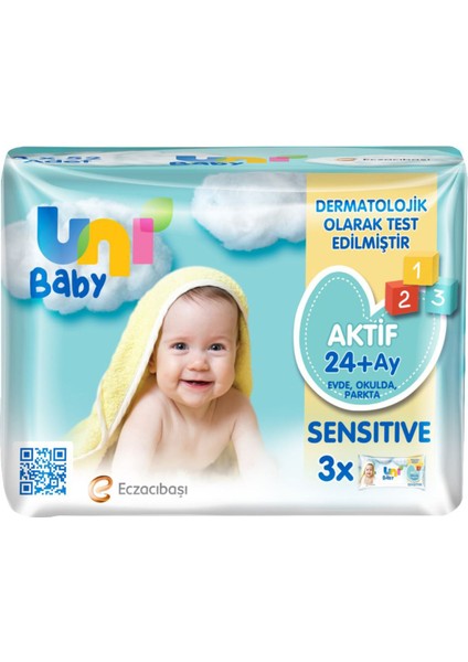 Uni Baby Aktif Sensitive Bebek Islak Mendil 24+ Ay 3x52 Adet