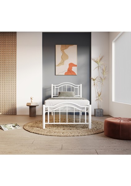 Belinay Ferforje Metal Tek Kişilik Karyola 100x200 Beyaz fiyatları
