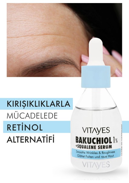 VITAYES Retinol Alternatifi Bakuchiol %1 Squalene Yapıcı Onarıcı Bio Retinol Cilt Serumu