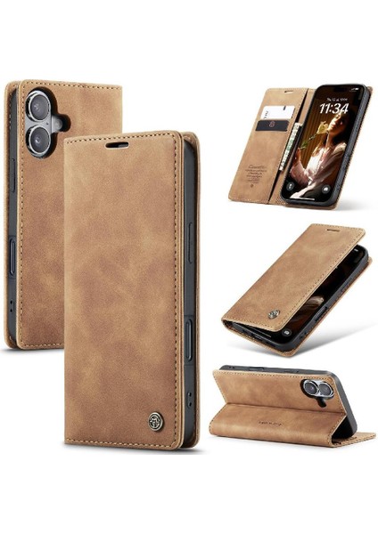 IPhone 16 Için Flip Case Artı Manyetik Kapatma Darbeye Vaka Kart Yuvası Pu (Yurt Dışından) fırsatları