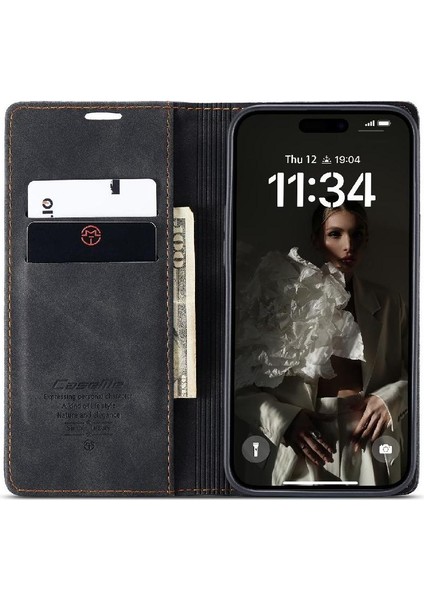 IPhone 16 Için Flip Case Artı Manyetik Kapatma Darbeye Vaka Kart Yuvası Pu (Yurt Dışından) modelleri