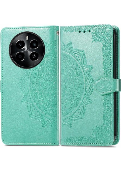 Realme 13 Için Flip Case Darbeye Deri Çanta Zarif Desen Basit (Yurt Dışından)