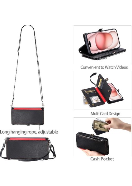 Samsung Galaxy S24 Artı Uzun Kordon 9 Kart Yuvaları Faturaları Için Crossbody Durumda (Yurt Dışından)