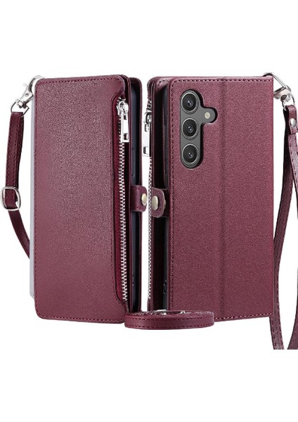 Samsung Galaxy A54 5g Için Crossbody Durumda Fermuar Faturaları Yuvası Kılıf Cüzdan (Yurt Dışından)