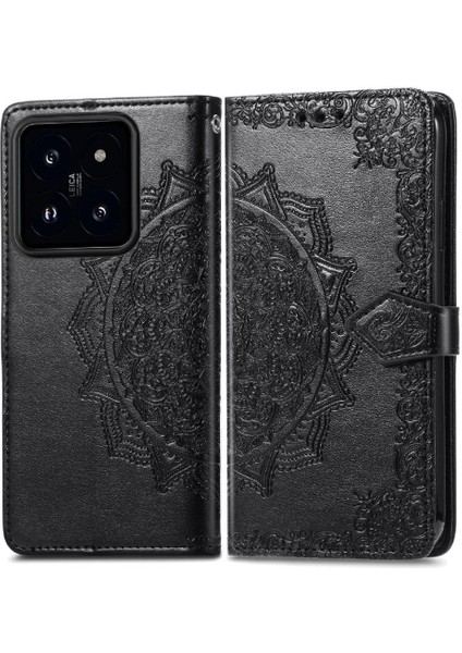 Xiaomi 14T Deri Kılıf Için Flip Case Zarif Desen Basit Iş (Yurt Dışından)