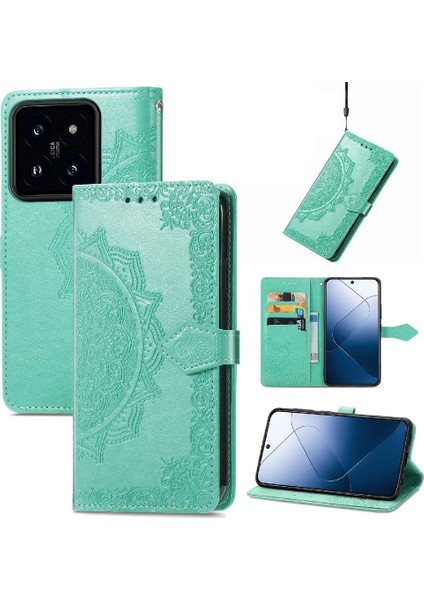 Xiaomi 14T Deri Kılıf Için Flip Case Zarif Desen Basit Iş (Yurt Dışından)