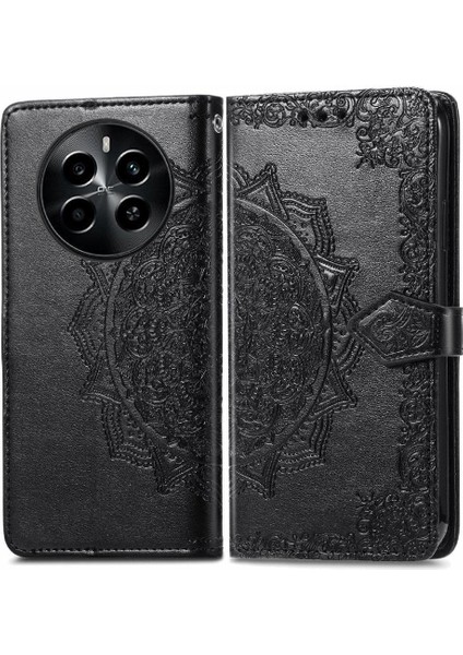 Realme 13 Için Flip Case Darbeye Deri Çanta Zarif Desen Basit (Yurt Dışından)