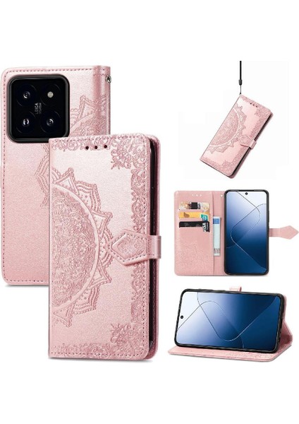Xiaomi 14T Deri Kılıf Için Flip Case Zarif Desen Basit Iş (Yurt Dışından)