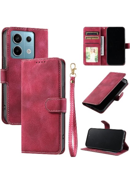 Xiaomi Poco X6 5g Için Flip Case Pu Deri Cüzdan Kart Yuvaları Bilek Kayışı (Yurt Dışından)
