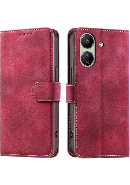 Xiaomi Poco C65 Bilek Kayışı Manyetik Cüzdan Kart Yuvaları Pu Için Flip Case (Yurt Dışından)