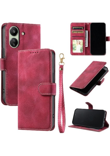 Xiaomi Poco C65 Bilek Kayışı Manyetik Cüzdan Kart Yuvaları Pu Için Flip Case (Yurt Dışından) indirimleri