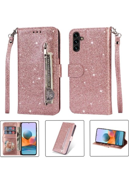 Samsung Galaxy A13 Için Fermuarlı Cebi Durumda 5g/4g Manyetik Kapatma Glitter (Yurt Dışından)