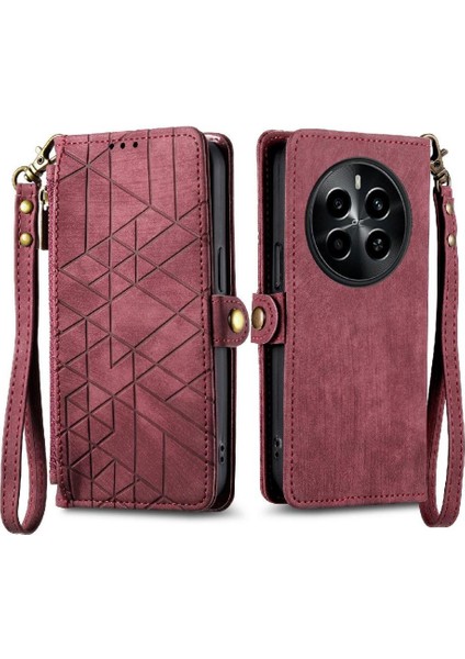 Realme 13 Pro Için Flip Case Deri Kılıf Cüzdan Basit Iş Darbeye (Yurt Dışından)