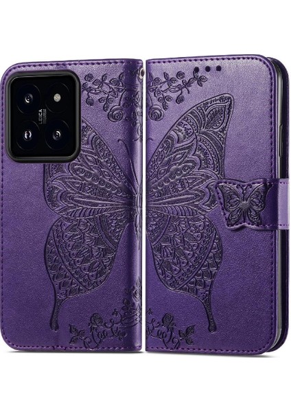 Xiaomi 14T Kelebek Kanat Çok Renkli Cüzdan Iş Için Kılıf (Yurt Dışından)
