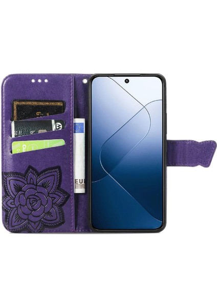 Xiaomi 14T Kelebek Kanat Çok Renkli Cüzdan Iş Için Kılıf (Yurt Dışından) modelleri