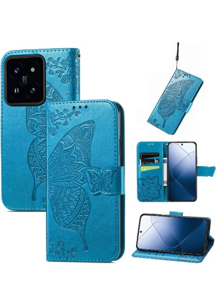 Xiaomi 14T Kelebek Kanat Çok Renkli Cüzdan Iş Için Kılıf (Yurt Dışından)
