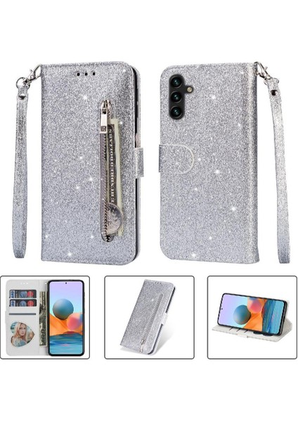 Samsung Galaxy A13 Için Fermuarlı Cebi Durumda 5g/4g Manyetik Kapatma Glitter (Yurt Dışından)