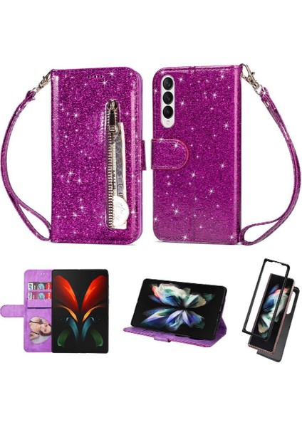 Samsung Galaxy Z Zipper 4 Için Fermuarlı Cebi Durumda Kart Tutucu Pu Deri Bilek (Yurt Dışından)