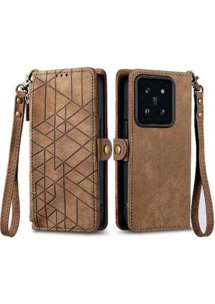 Xiaomi 14T Darbeye Cüzdan Basit Iş Deri Kılıf Için Flip Case (Yurt Dışından)