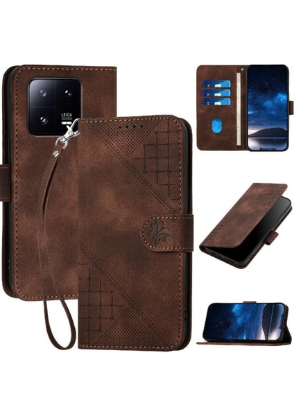 Xiaomi 13 Pro Için Flip Case Kabartmalı Kelebek Yüksek Kaliteli Deri Telefon (Yurt Dışından)