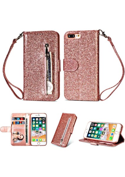 IPhone 7 Için Fermuar Cep Durumda Artı/iphone 8 Artı Bilek Kayışı Glitter Pu (Yurt Dışından)