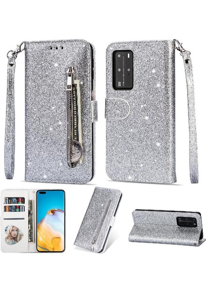 Huawei P40 Için Fermuar Cep Durumda Pu Deri Bilek Kayışı Kart Tutucu Kılıf (Yurt Dışından)