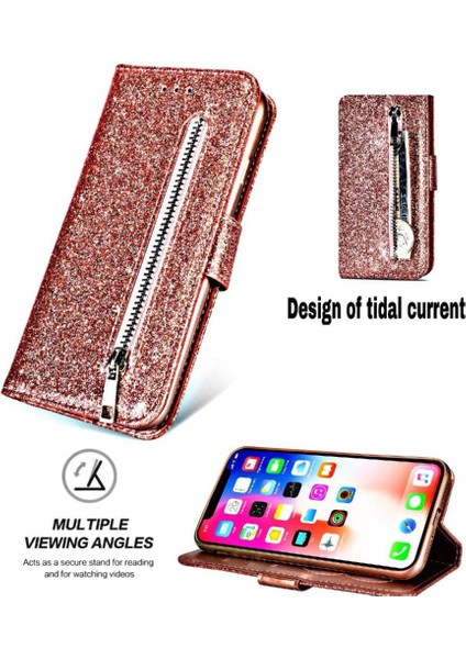 IPhone Xs Max Kart Tutucu Manyetik Kapatma Cüzdan Için Fermuarlı Cebi Durumda (Yurt Dışından)